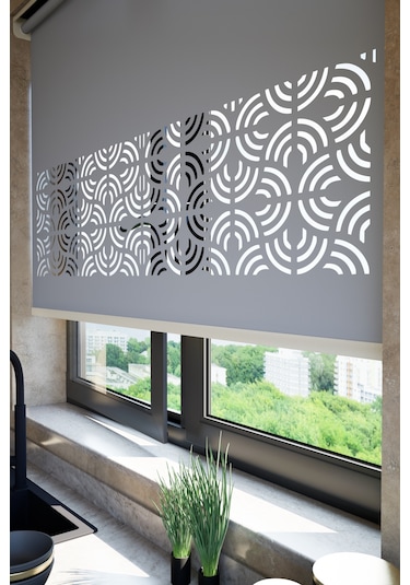 Lazer Kesim Mat Stor Perde, Lazer Kesimli Modern Serisi, M-171004 Antrasit Renk Antrasit