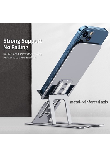 Xiyyadms Gri Alüminyum Masaüstü Tutucu - 7 Seviye Yükseklik Ayarlı, Katlanabilir Ve İnce Tasarım - Telefon Ve 12 İnç Tablet Uyumlu Gri