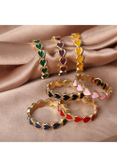 If Me Trendy Goth Geometrik Siyah Renk Aşk Kalp Yüzükler Kadınlar İçin Kız Vintage Gümüş Basit Düğün İşaret Parmağı Yüzük Takı Hediyeler Style 4 Çok Renkli