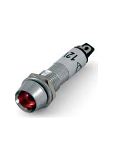 Sinyal Lambası 8 Mm Metal Kırmızı - 12 Volt