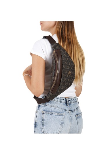 Newish Polo Kadın Desenli Mekanizmalı Cüzdan Ve Çapraz Omuz Askılı Bel Ve Omuz Çantası New345- Kahve - Kahve