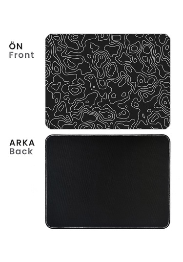 40x30cm Gaming Oyuncu Mousepad Black Topography Map Mp104030