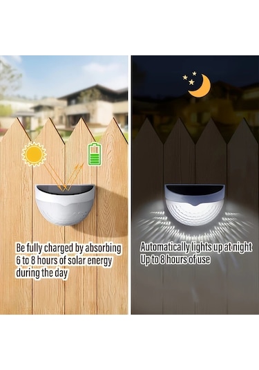 Motion003 6 Adet Güneş Enerjili Led Duvar Lambası Kara Kabuk Beyaz Işık Dış Mekan Bahçe Merdiven Aydınlatma Abs Malzeme Kolay Kurulum Ahşap