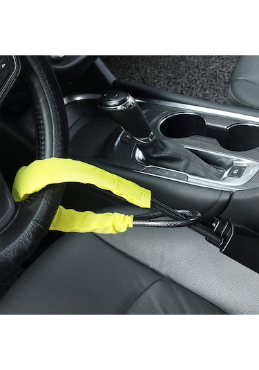 Springsun Evrensel Direksiyon Kilidi - Suv, Kamyonet Ve Golf Arabaları İçin 3 Anahtarlı Çelik Çalıntı Önleyici Kilit Sarı