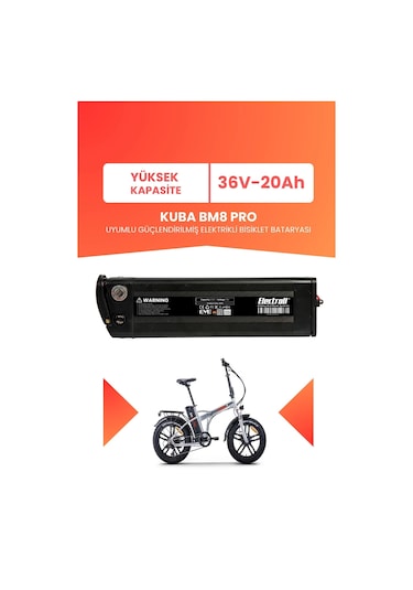 Kuba Bm8 Pro Uyumlu 36v 20ah Elektrikli Bisiklet Bataryası Siyah