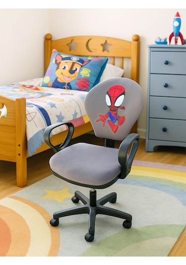 Örümcek Adam Desenli Çocuk Odası Ders Çalışma Sandalyesi Ofis Koltuğu Tekerlekli Çocuk Sandalyesi Gri Örümcek Adam Desenli Çocuk Odası Ders Çalışma Sandalyesi Ofis Koltuğu Tekerlekli Çocuk Sandalyesi Gri