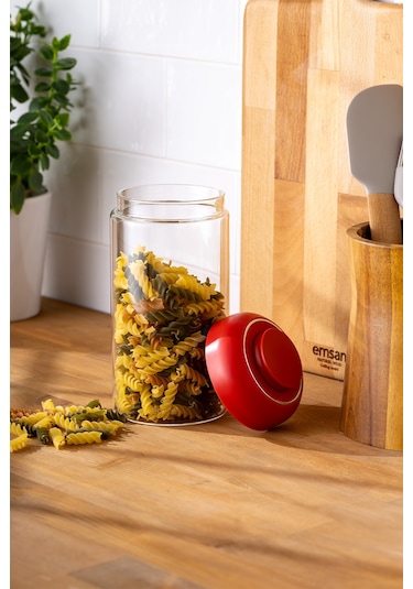 Emsan Simple Saklama Kavanozu 1150 ML Kırmızı
