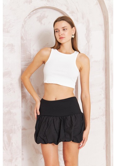 Kadın Siyah Mini Balon Etek Dm2038 Siyah