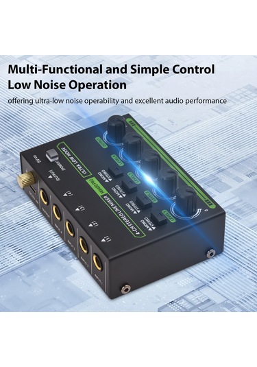 Hfambition Max400-pro Mini Ses Mikseri: 4 Kanal, Ultra Düşük Gürültü, Stereo/monofon Dönüşümü, 6.35mm Giriş, Avrupa Şarj 100-240v 11"