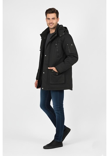 Erkek Spor Kanvas Kapüşonlu Parka 85134 Bgl-st04883 Haki