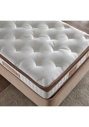 Nironyatak Niron Queen Çift Kişilik Pedli Yatak Seti 150X200 Sütlü Kahve Kum