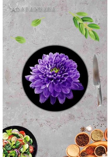 Mor Orkide Desenli Cam Kesme Tahtası - Cam Kesme Tablası - Sunum