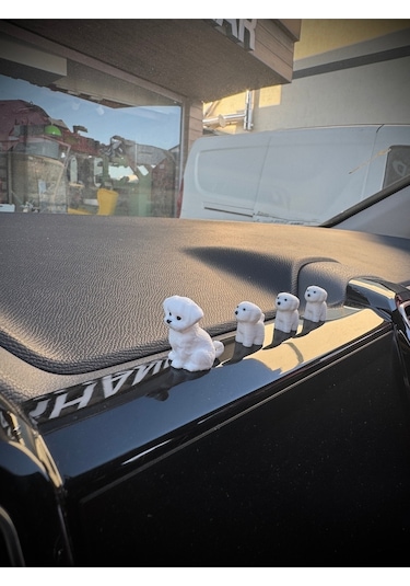 4 Parça Sevimli Köpek Ailesi Dikiz Aynası Süsü - Dekoratif Obje Torpido Süsü Oto Aksesuar