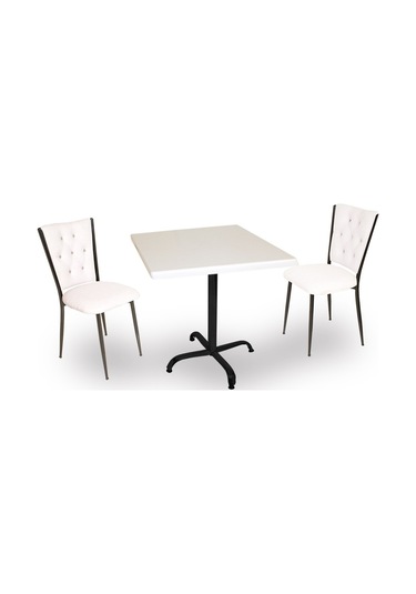 Beymobilya Bahçe Ve Balkon Masa Takımı Indigo Werzalit Kare - Kapitoneli 2Li Beyaz