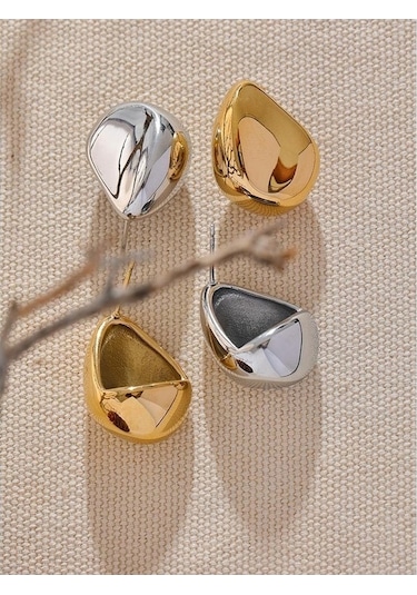 Novahub Altın Kaplama Geometrik Hollow Küpe Kadın 316l Paslanmaz Çelik Su Geçirmez Takı Altın