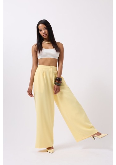 Munn Collection Casual Yüksek Bel Pantolon Sarı