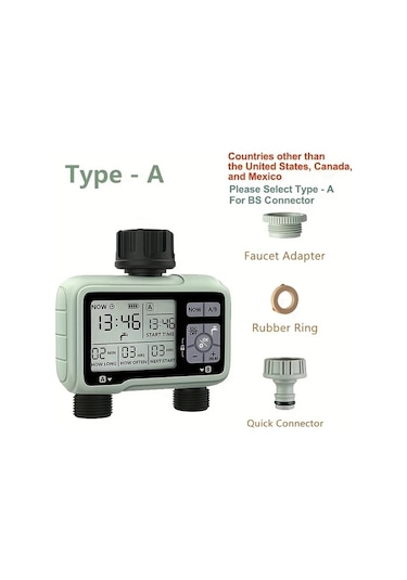 Maxaccess 1 Adet Eshico Super Zamanlama Sistemi 2 Çıkışlı Type A Su Zamanlayıcı Hassas Sulama Dış Mekan Otomatik Sulama Tam Ayarlanabilir Program 11.99cm X 12.29cm X 5.51cm