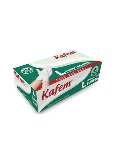 Kafem Beyaz Lateks Eldiven Pudrasız (L) 100 Lü X 20 Paket (Koli)