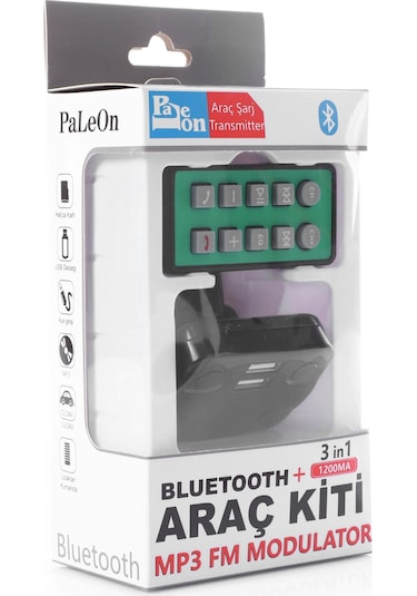 Paleon 3İn1 Bluetooth Araç Kiti Fm Transmitter Usb Tf Kumandalı