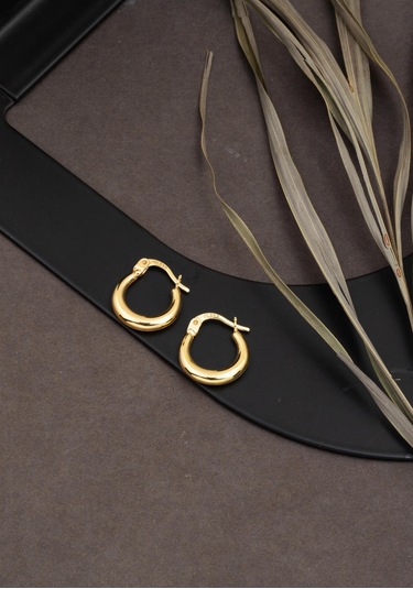 Bilezikci Hilal Halka Altın Küpe Sarı Altın