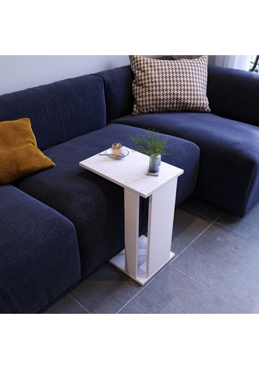 Pasific Home Çok Amaçlı Tekerlekli C Koltuk Sehpası - Açık Koton