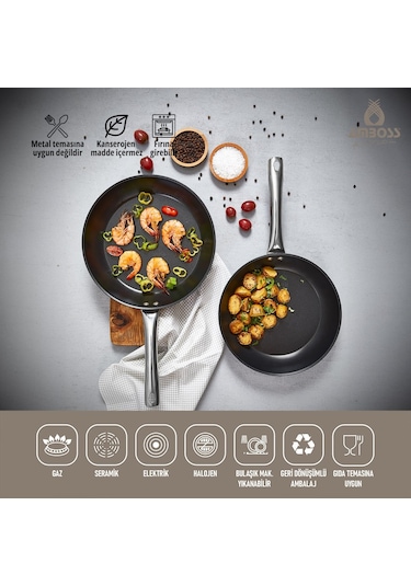 Amboss Dark Tava Yanmaz Yapışmaz Titanyum Kaplama - 26 Cm Siyah