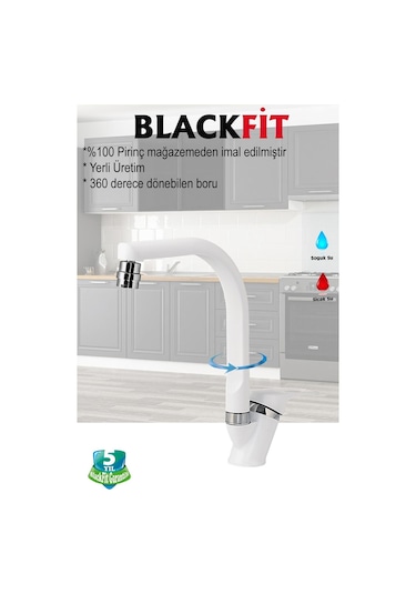 Beyaz Mix Oynar Başlıklı Mutfak Bataryası Çift Su Grişli Çeşme Eviye Bataryası Mutfak Çeşmesi Beyaz