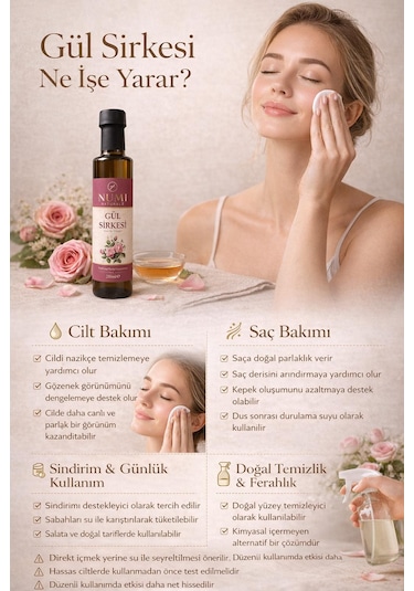 Gül Sirkesi Premium Doğal Fermantasyon 250ml
