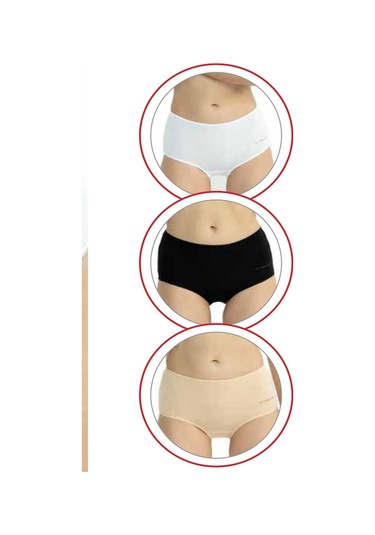 U.s Polo Assn. 67008 Kadın Yüksek Bel Pamuklu 3'lü Külot-siyah&beyaz&ten mix color