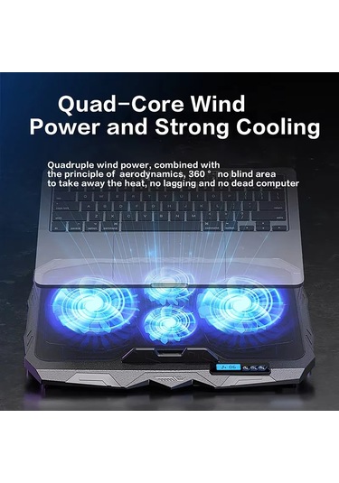 Dizüstü Soğutma Pedi, 12 "-17" Bilgisayar İçin 4 Sessiz Fanlı