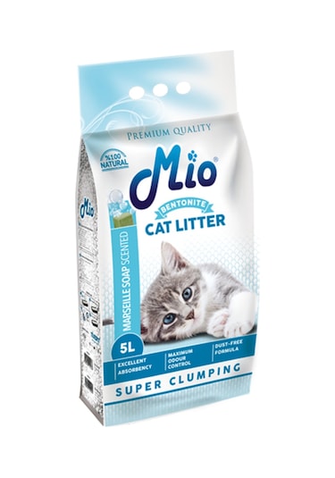 Mio Marsilya Sabun Kokulu Kalın Topaklaşan Bentonit Kedi Kumu 5 L