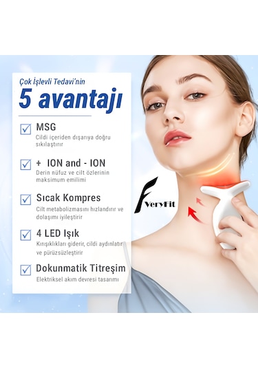 VeryFit Çift Yönlü 4 Modlu Led Işıklı Elektrikli Yüz Masaj Aleti