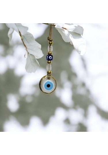 Yaldızlı Şeffaf Nazar Boncuklu Cam Duvar Süsü 02-10mm 5yards