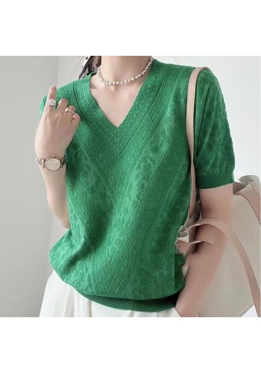 Yeşil Qooth Kadın V Yaka Kısa Kollu Taban Gömlek Ofis Bayan Moda Zarif Ince Örgü Üst İlkbahar Yaz Qt2038 Yeşil Yeşil Qooth Kadın V Yaka Kısa Kollu Taban Gömlek Ofis Bayan Moda Zarif Ince Örgü Üst İlkbahar Yaz Qt2038 Yeşil