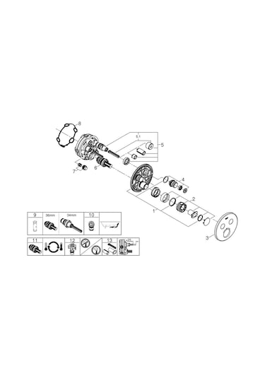 Grohe Grohtherm Smartcontrol Çift Valfli Akış Kontrollü Ankastre Termostatik Duş Bataryası - 29119Gn0