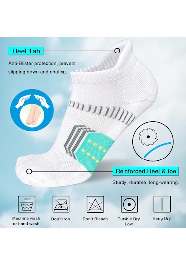 Lemestar Kadınlar İçin Soluk, Havalandırıcı Ağ Desenli Spor Çorapları - Amortisyan, Kayma Engeli Ve Topuk-kuçuk Parmak Güçlendirme Özellikli Beyaz-yeşil, Tek Beden Beyaz - Yeşil