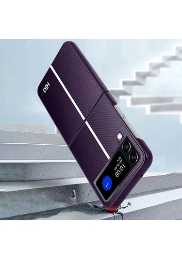 Samsung Galaxy Z Flip 4 Kılıf Hbc-155 Lizbon Kapak - Derin Mor