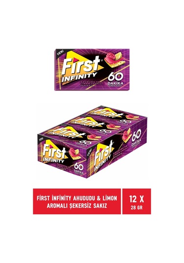 First Infinity 60 Dakika Ahududu & Limon Aromalı Şekersiz Sakız 12'li