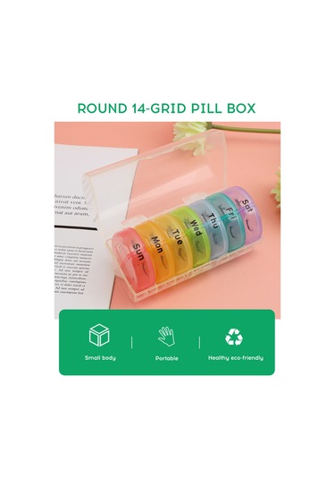 Vkemall 7 Bölmeli 14 Izgara Günlük İlaç Kutusu, Pp Malzeme, Nem Engelleme, Hafif Taşınabilir, Siyah