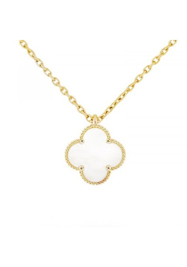 Altın Renk Beyaz Bijuteri Kolye Altın
