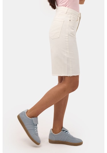 Itsbasic Kadın Kırık Beyaz 7s6-101 Mom Midi %100 Koton Denim Şort