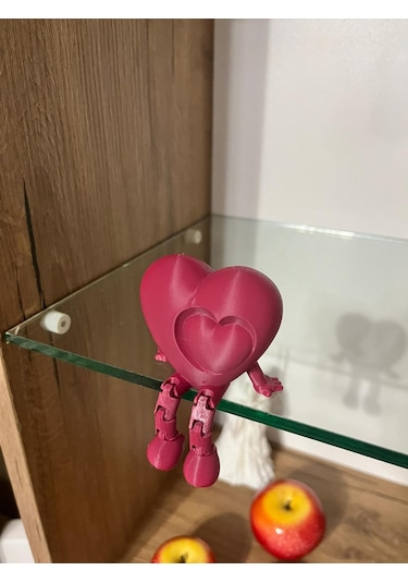 Dekarasyon Kalp 3d Baskı Romantik Dekor - Bordo