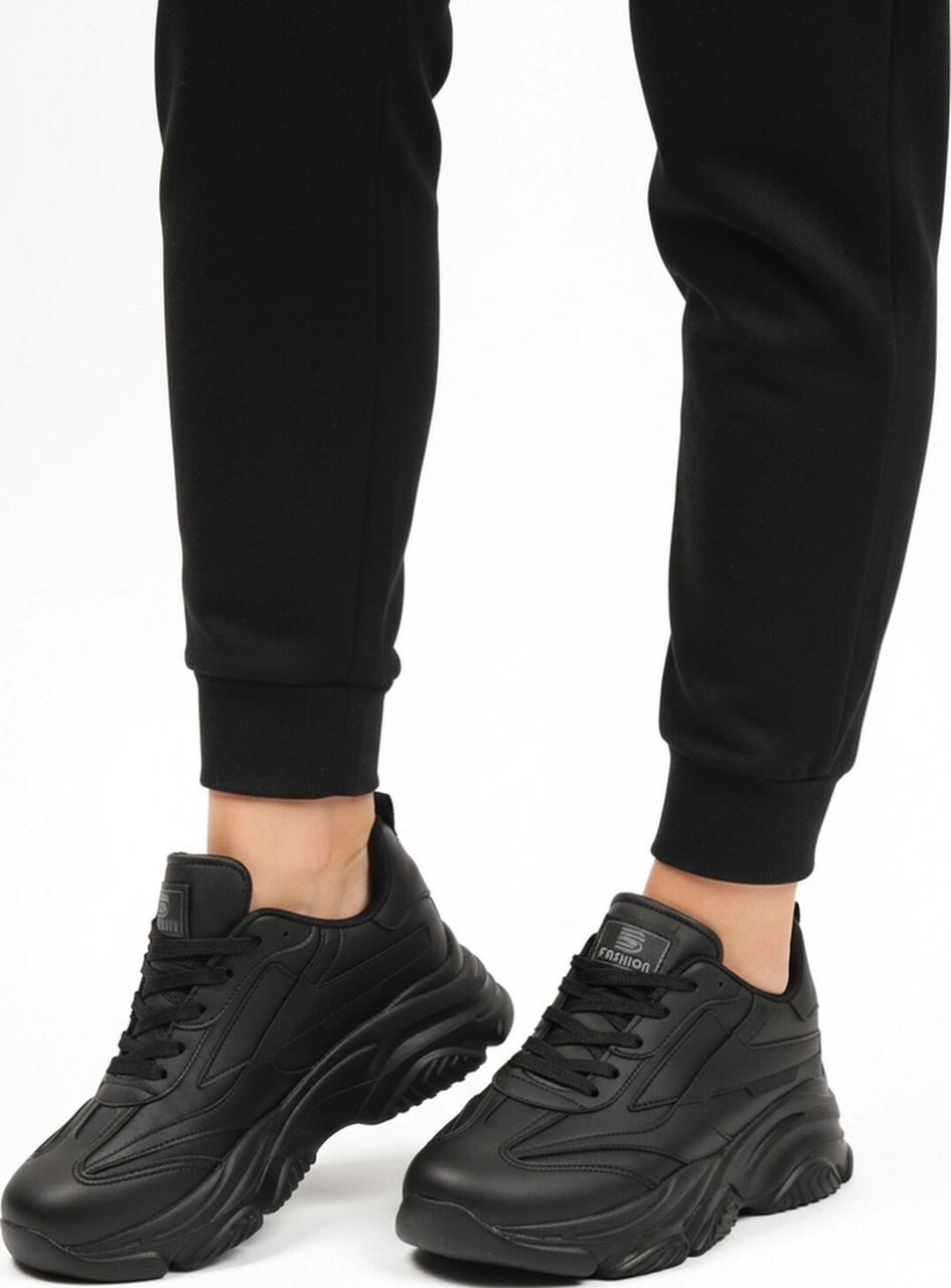 Siyah Bağcıklı Kadın Sneaker Drk171 G Siyah