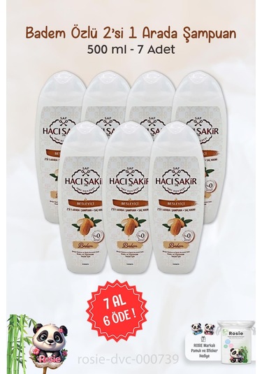 7 Al 6 Öde Hacı Şakir Badem 2si 1 Arada Şampuan Besleyici 500 Ml Ve Rosıe