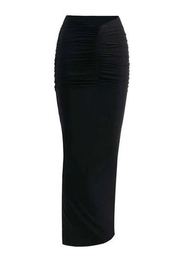 Posse V - Ery Chic Maxi Etek - Saat Kadranı Şeklini Vurgulayan Şık Tasarım Siyah