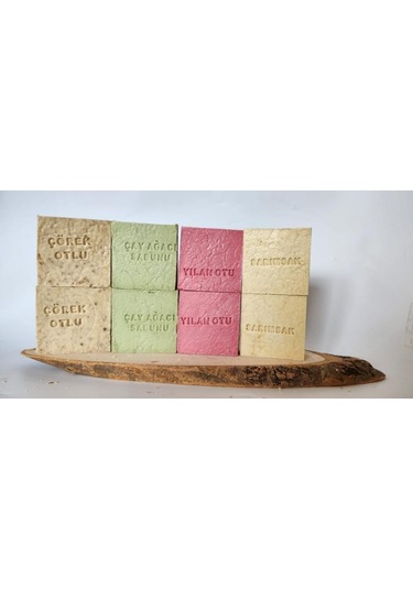 Büro Ev Ofis Hediyesi İçin 8adet Çay Çörek Yılan Otu Sarımsak Doğal Sabun Mini Seti