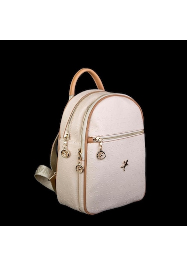 Nas Bag Kadın Sırt Çantası Krem Camel Gofraj Çok Renkli
