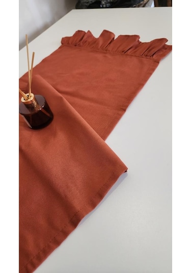 Venüs Keten 2-kenar Fırfırlı Vintage Runner Örtü Kiremit 40x110