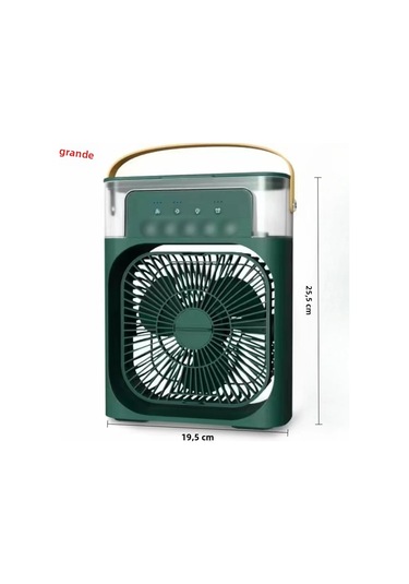 Taşınabilir Fan Nemlendirici Led Gece Lambası 3'ü 1 Arada Klima Büyük Yeşil