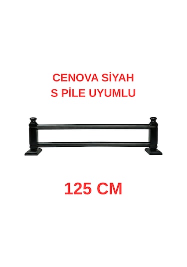 Cenova S Pile Ve Perde Düğmesi Uyumlu Çetray Çift Raylı Modern Ahşap Rustik Siyah 125 Cm Siyah